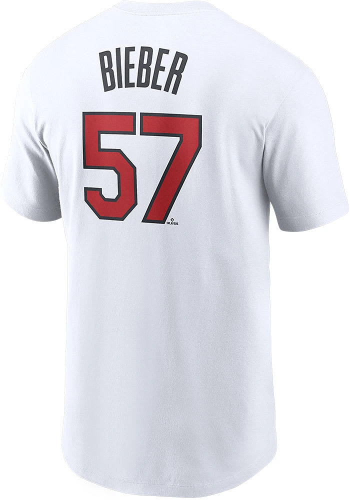 Shane Bieber Cleveland Guardians White Little League Short Sleeve Player T Shirt