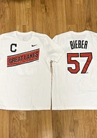 Shane Bieber Cleveland Guardians White Little League Short Sleeve Player T Shirt