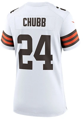 Nick Chubb  Nike Cleveland Browns Womens White Road Game Football Jersey