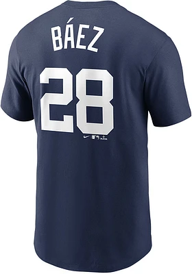 Javier Baez Detroit Tigers Navy Blue Name And Number Short Sleeve Player T Shirt