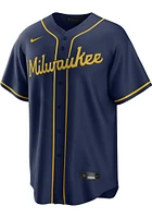 Milwaukee Brewers Mens Nike Replica Alt Jersey - Navy Blue