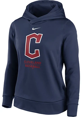 Nike Cleveland Guardians Womens Navy Blue Therma Hooded Sweatshirt