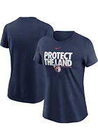 Nike Cleveland Guardians Womens Navy Blue Protect the Land Short Sleeve T-Shirt