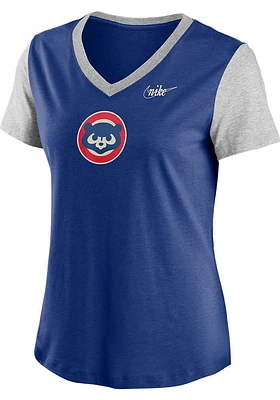 Nike Chicago Cubs Womens Blue Triblend Style Short Sleeve T-Shirt