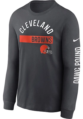Nike Cleveland Browns Grey Team Name Color Bar Long Sleeve T Shirt