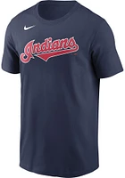 Shane Bieber Cleveland Guardians Navy Blue Name And Number Short Sleeve Player T Shirt