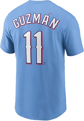 Ronald Guzman Texas Rangers Light Blue Name And Number Short Sleeve Player T Shirt