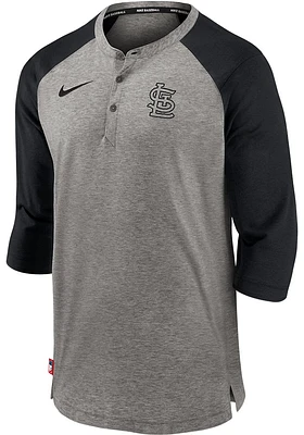 Nike St Louis Cardinals Charcoal Dry Top Flux Long Sleeve Fashion T Shirt