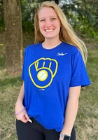 Nike Milwaukee Brewers Blue Team Logo Short Sleeve T Shirt