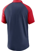 Nike Cleveland Guardians Mens Navy Blue Raglan Short Sleeve Polo