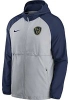 Nike Milwaukee Brewers Mens Grey Essential Hood Long Sleeve Zip