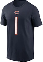 Justin Fields Chicago Bears Navy Blue Name Number Short Sleeve Player T Shirt