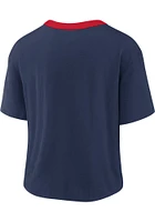 Nike Cleveland Guardians Womens Navy Blue First Short Sleeve T-Shirt