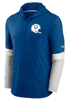 Nike Indianapolis Colts Mens Blue Mascot Historic Henley Fashion Hood