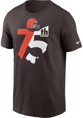 Nike Cleveland Browns Brown 75th Anniversary Design Short Sleeve T Shirt