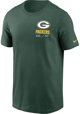 Nike Green Bay Packers TEAM ISSUE Short Sleeve T Shirt