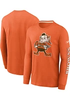 Nike Cleveland Browns Orange REWIND TEAM LOGO Long Sleeve Fashion T Shirt