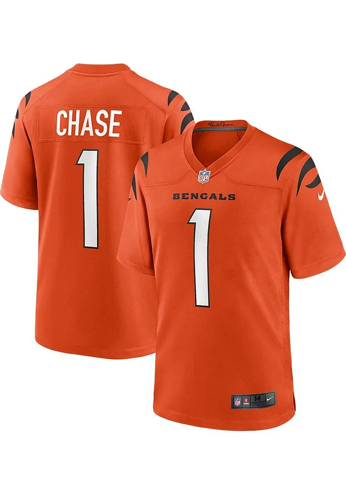 Ja'Marr Chase Cincinnati Bengals Orange Alternate Game Football Jersey