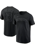 Salvador Perez Kansas City Royals Black Pitch Name And Number Short Sleeve Player T Shirt