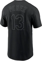Salvador Perez Kansas City Royals Black Pitch Name And Number Short Sleeve Player T Shirt