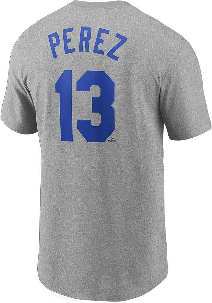 Salvador Perez Kansas City Royals Grey Road Wordmark Short Sleeve Player T Shirt