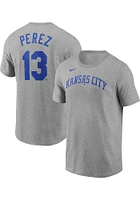 Salvador Perez Kansas City Royals Grey Road Wordmark Short Sleeve Player T Shirt