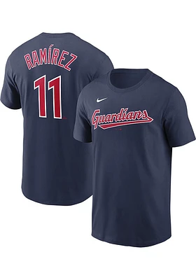 Jose Ramirez Cleveland Guardians Navy Blue Name And Number Short Sleeve Player T Shirt