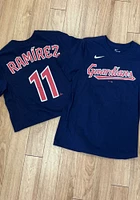 Jose Ramirez Cleveland Guardians Navy Blue Name And Number Short Sleeve Player T Shirt