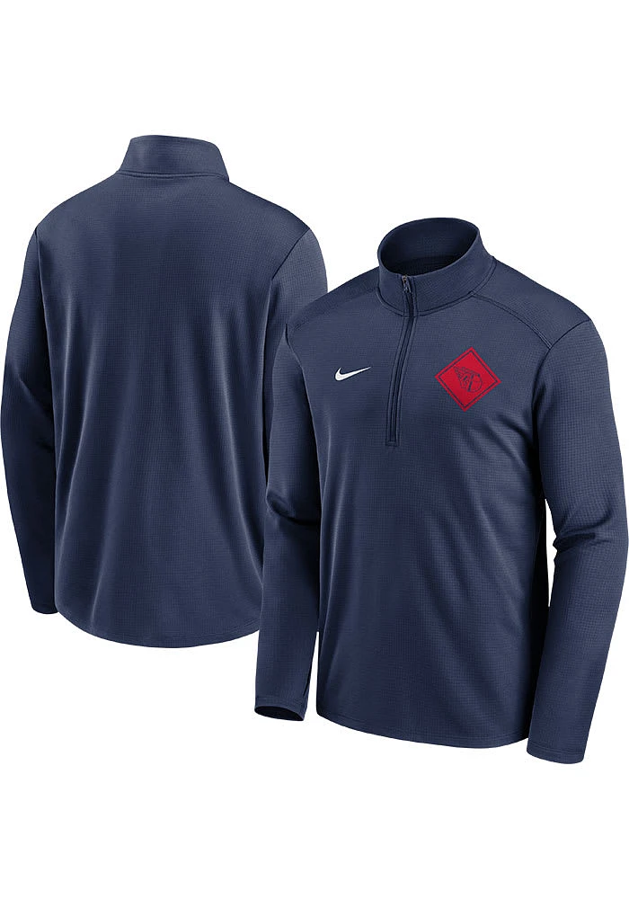 Nike Cleveland Guardians Mens Navy Blue Element Long Sleeve Qtr Zip Pullover