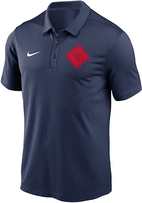 Nike Cleveland Guardians Mens Navy Blue Franchise Short Sleeve Polo