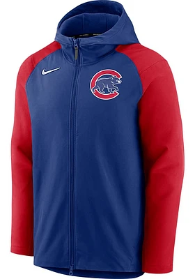 Nike Chicago Cubs Mens Blue PLAYER THERMA FULL Zip JACKET Long Sleeve