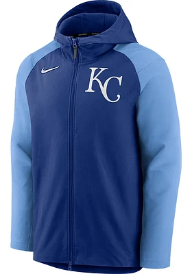 Nike Kansas City Royals Mens Blue PLAYER THERMA FULL Zip JACKET Long Sleeve