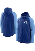 Nike Kansas City Royals Mens Blue PLAYER THERMA FULL Zip JACKET Long Sleeve