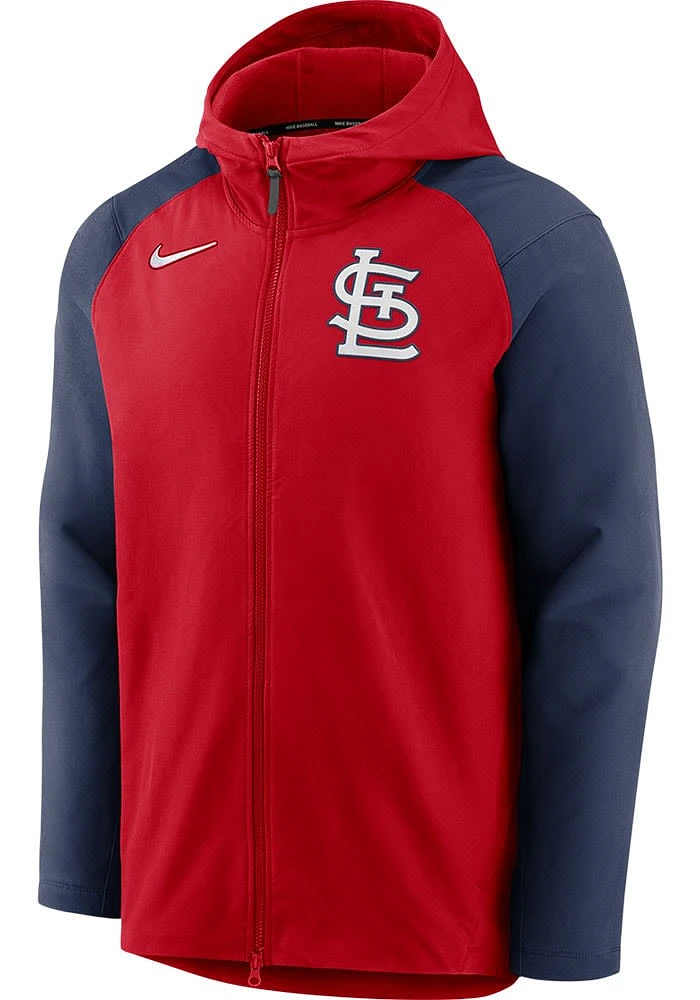 Nike St Louis Cardinals Mens Red PLAYER THERMA FULL Zip JACKET Long Sleeve