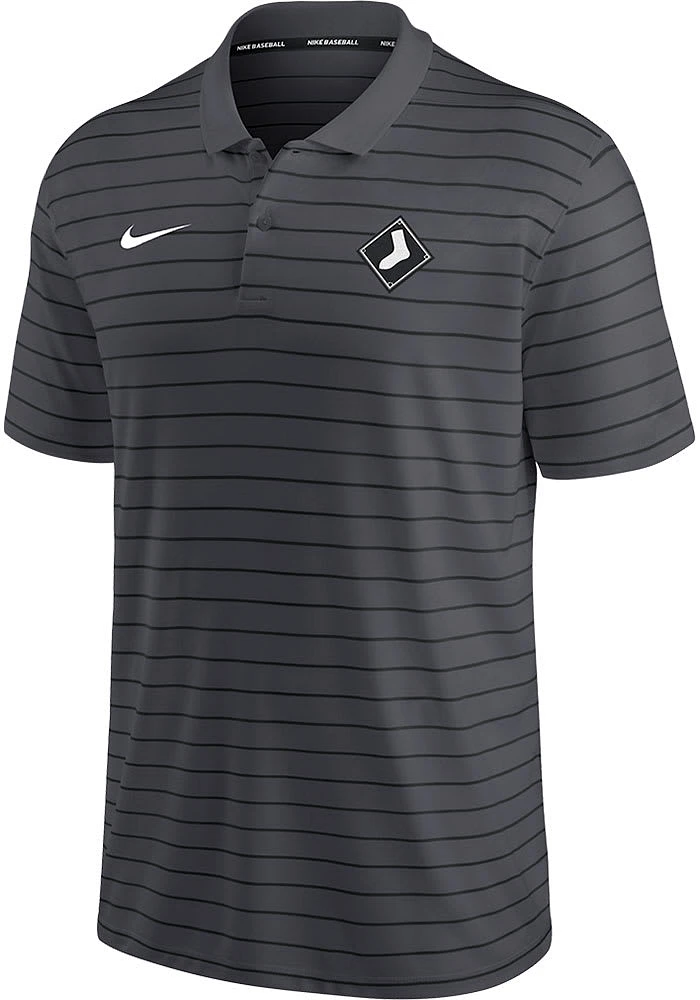 Nike Chicago White Sox Mens Black AC SS STRIPED Polo - CITY CONNECT Short Sleeve