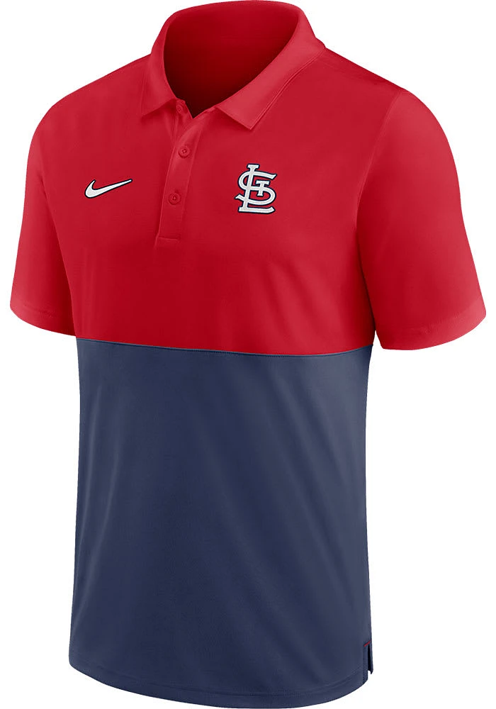 Nike St Louis Cardinals Mens Red TEAM BASELINE Polo Short Sleeve