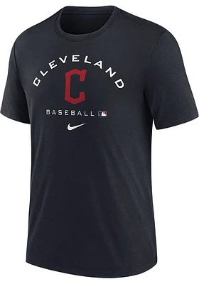 Nike Cleveland Guardians Navy Blue DRI-BLEND EARLY WORK Short Sleeve Fashion T Shirt