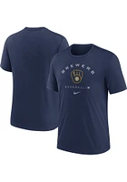 Nike Milwaukee Brewers Navy Blue DRI-BLEND EARLY WORK Short Sleeve Fashion T Shirt