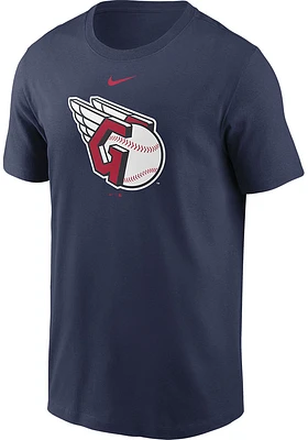 Nike Cleveland Guardians Navy Blue LARGE LOGO Graphic Short Sleeve T Shirt