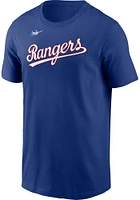Nike Texas Rangers Blue COOP WORDMARK Short Sleeve T Shirt