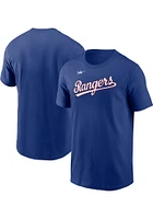Nike Texas Rangers Blue COOP WORDMARK Short Sleeve T Shirt