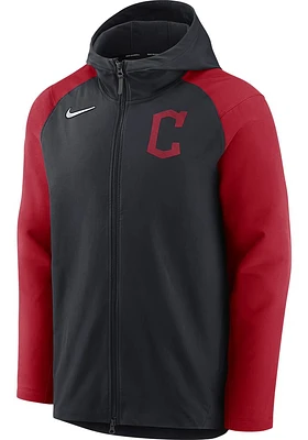 Nike Cleveland Guardians Mens Navy Blue PLAYER THERMA FULL Zip JACKET Long Sleeve