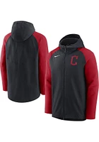 Nike Cleveland Guardians Mens Navy Blue PLAYER THERMA FULL Zip JACKET Long Sleeve