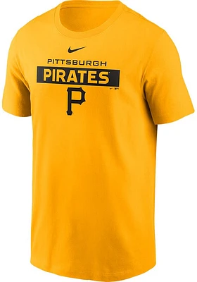 Nike Pittsburgh Pirates Gold TEAM ISSUE Short Sleeve T Shirt