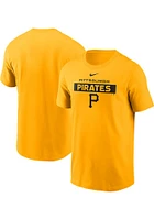 Nike Pittsburgh Pirates Gold TEAM ISSUE Short Sleeve T Shirt