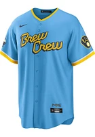 Christian Yelich Milwaukee Brewers Mens Replica City Connect Jersey - Light Blue