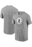 Derek Jeter New York Yankees Grey Retired Number Short Sleeve Player T Shirt