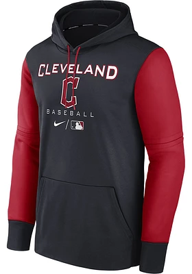 Nike Cleveland Guardians Mens Blue THERMA HOODIE Hood