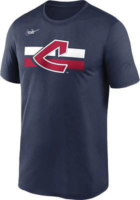 Nike Cleveland Guardians Navy Blue Legend Retro Logo Stripe Short Sleeve T Shirt