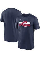 Nike Cleveland Guardians Navy Blue Legend Retro Logo Stripe Short Sleeve T Shirt